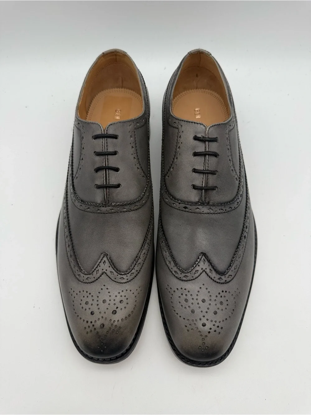 BRAND NEW Ben Sherman Henry Grey Leather Wingtip Brogue Men's Size 9 US 42 EUn